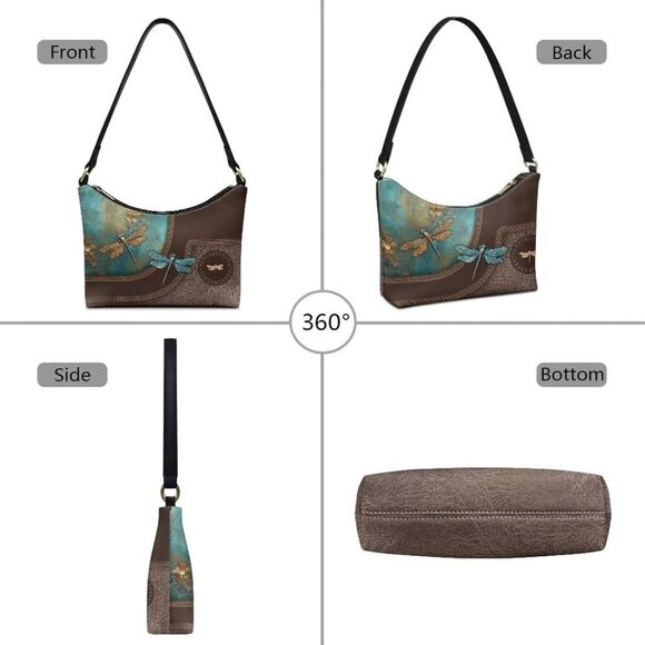 Leather Underarm Bag for Women Zipper Travel Purse Fashion Accessories - Picture 5 of 8